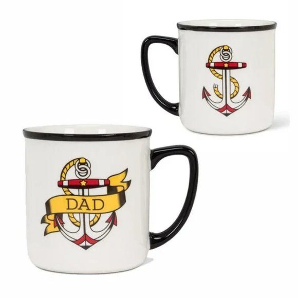 Exclusive "Dad" Tattoo Oversized Stoneware Mug - Oldschool Design - Picture 2 of 6